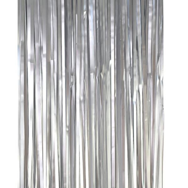 Cortina Metalizada Fitas Para Decoração Prata