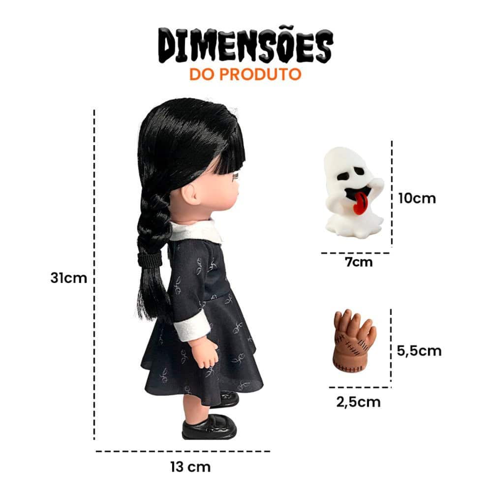 Boneca Vavazinha Com Mãozinha E Fantasminha (Inspiração Série Wandinha) - Image 6