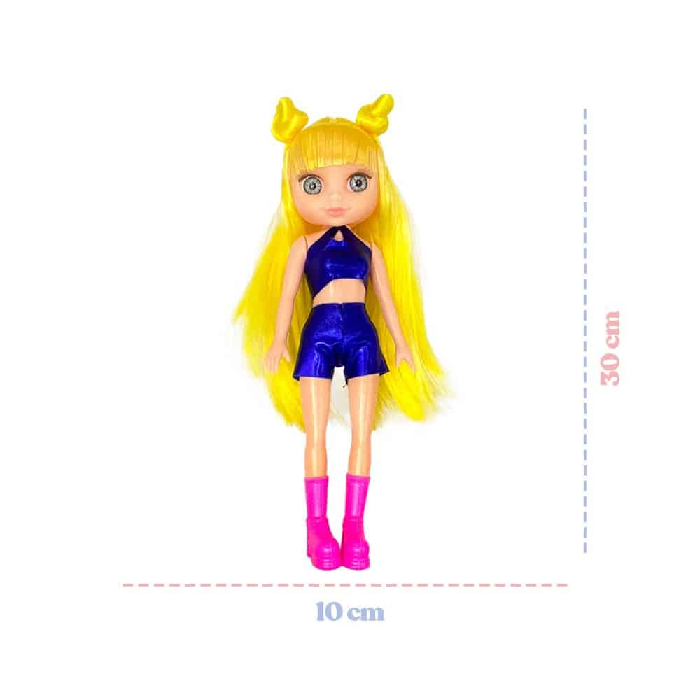 Boneca Violet Gold Loira 30cm com Acessórios como Pente Espelho e Prendedores de Cabelo - Image 4