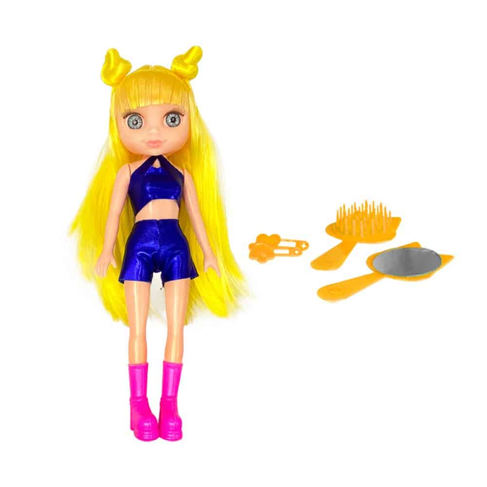 Boneca Violet Gold Loira 30cm com Acessórios como Pente Espelho e Prendedores de Cabelo - Image 5