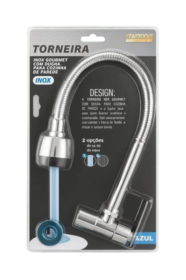 Torneira Gourmet de Parede com Ducha Para Cozinha - Inox - Image 2