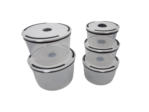 Conjunto 5 Potes Herméticos de Plástico Com Tampa - Image 3