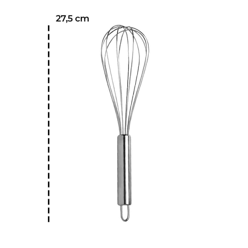 Batedor De Ovos Fouet Profissional Prateado De Aço Inox 27,5cm - Image 3