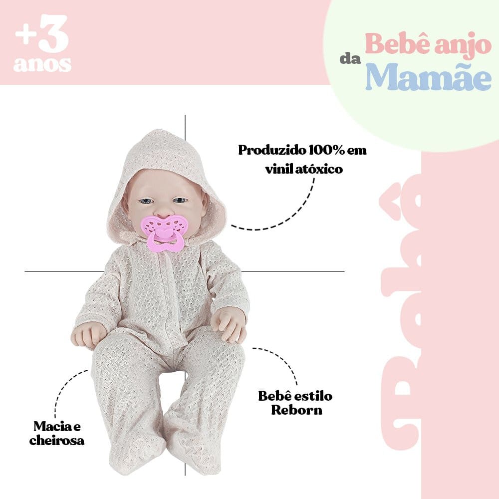 Boneca Bebê Reborn Anjo Com Macacão e Acessórios - Image 5