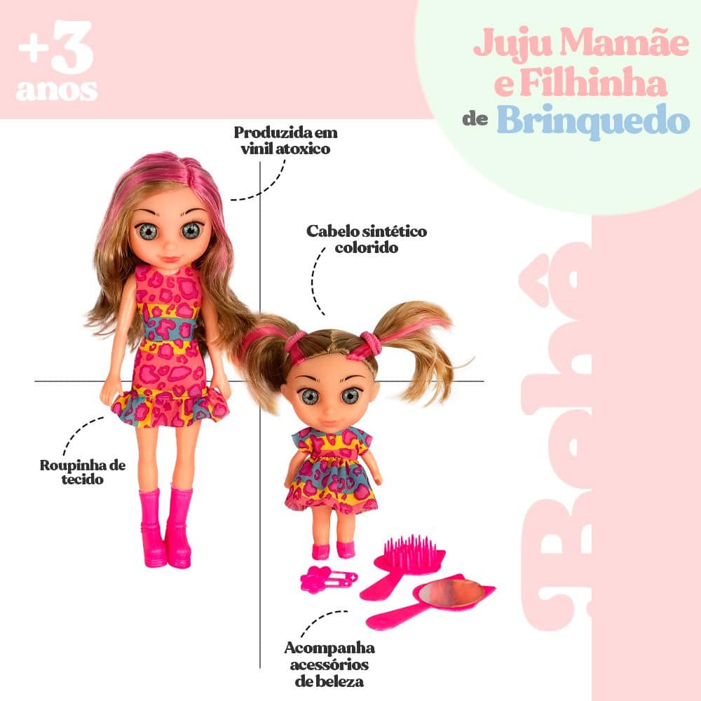 Boneca Juju Mommy Mamãe E Filhinha Com Acessórios - Image 2