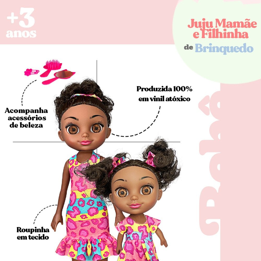 Boneca Juju Mommy Mamãe E Filhinha Negra Com Acessórios - Image 4