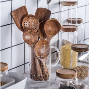 Conjunto Utensílios de Cozinha Madeira Maciça | W Plugo