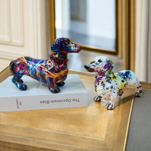 Estatueta Dachshund Colorida em Resina | W Plugo