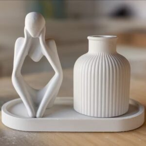 Trio Escultura Nórdica Abstrata em Gesso | W Plugo